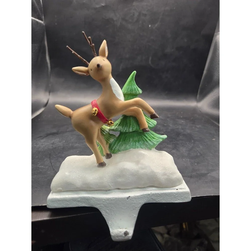 Reindeer Donner Cast Iron and Resin Christmas Stocking Holder